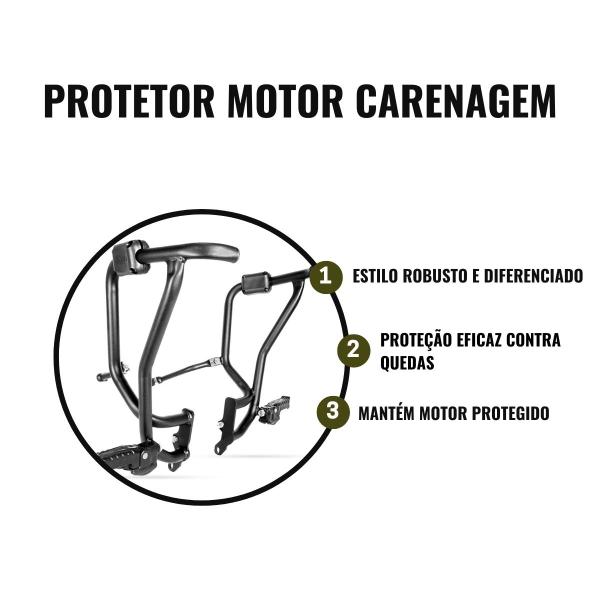 Imagem de Protetor Gbs Motor Carenagem C/ Pedaleira Xr 300L Tornado