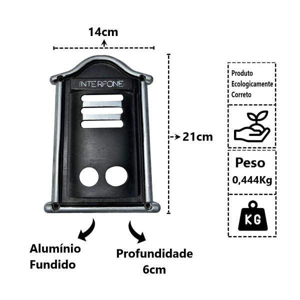 Imagem de Protetor Interfone Caixa de Alumínio Fundido Prata 21x14x6cm