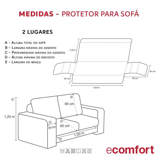 Imagem de Protetor Para Sofá 2 Lugares Com Bolso Multiuso