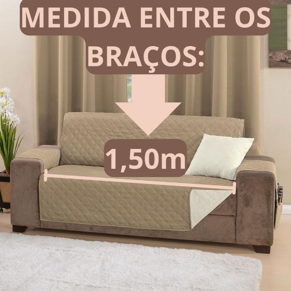 Imagem de Protetor para Sofá Dupla Face 3 Lugares 1,50m Entre os Braços Matelado em Linha