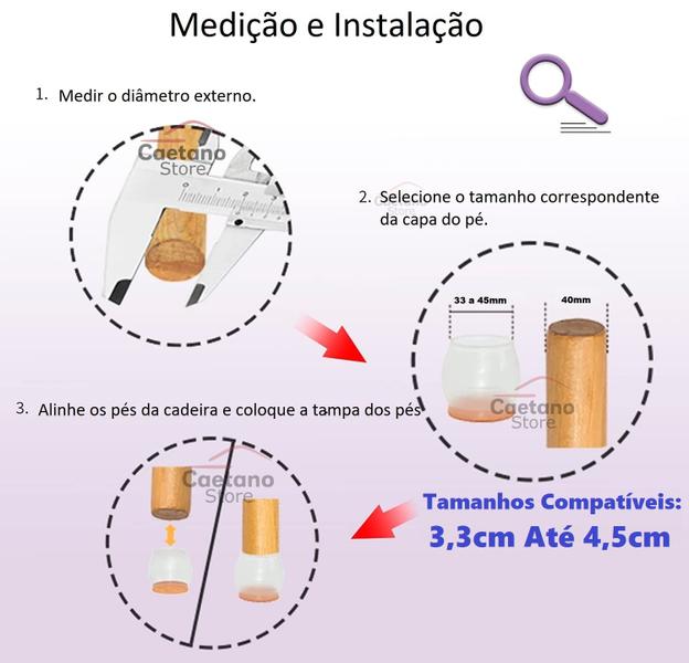 Imagem de Protetor Pé De Cadeira Anti Risco Ruídos Com Feltro Kit 32pcs 2-3,2cm Pezinho Cadeiras