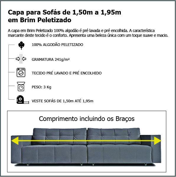 Imagem de Protetor pra Sofá de 2 Lugares Retrátil e Reclinável em Brim Peletizado até 1,95m