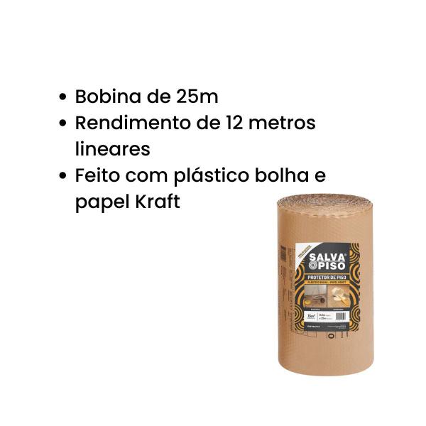 Imagem de Protetor Salva Piso 0,50m x25m Kraft Plástico bolha