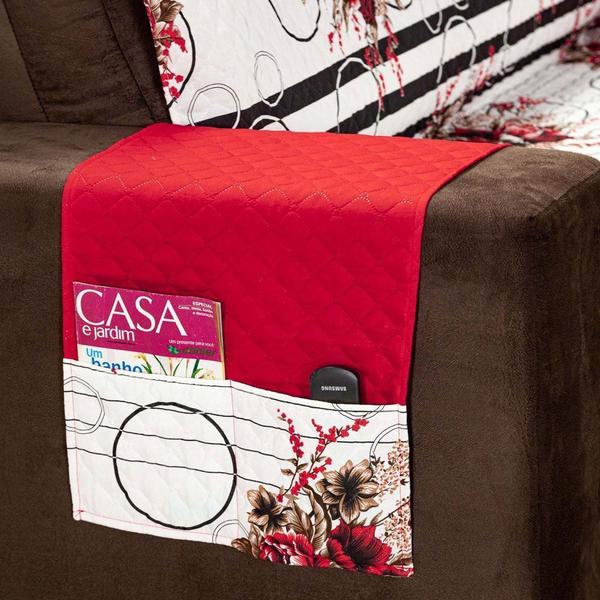 Imagem de Protetor Sofa Estampado Isabela 2 E 3 Lugares - Floral Vermelho/Preto 