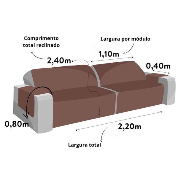 Imagem de Protetor Sofá Retrátil Matelado 2,20m Dupla Face Lavive Fend