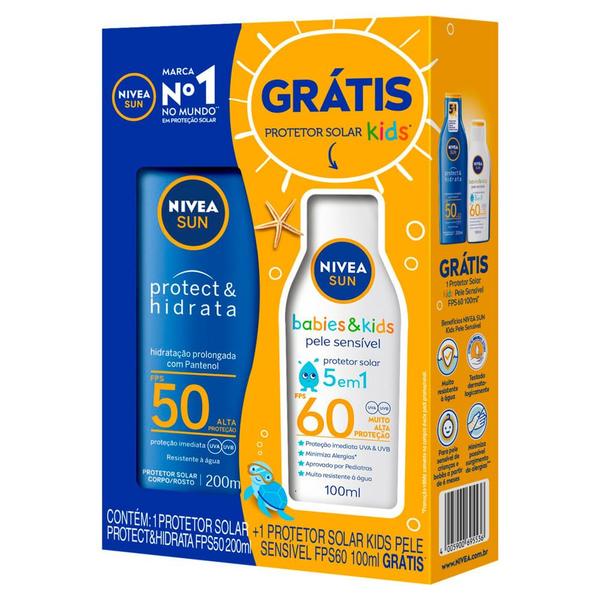 Protetor Solar Nivea Sun Protect & Hidrata FPS 50 Loção 200ml e Ganhe Protetor Solar Nivea... Protetor Solar Nivea Sun Protect & Hidrata FPS 50 Loção 200ml e Ganhe Protetor Solar Nivea...