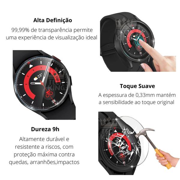 Protetor tela Vidro Anti risco compatível com Watch5 Pro 45 - Teck King Imagem de Protetor tela Vidro Anti risco compatível com Watch5 Pro 45