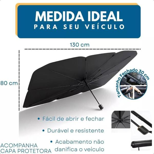 Imagem de Protetor Térmico Para Carro Para brisa de carro Protetor Solar, Portátil, Retrátil, Proteção Térmica UV, Guarda Chuva Uv