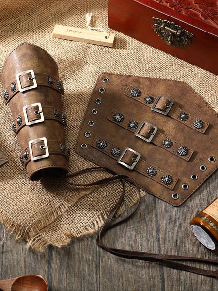 Protetores de braço SATINIOR Medieval Faux Leather Bronze 2 peças Imagem de Protetores de braço SATINIOR Medieval Faux Leather Bronze 2 peças