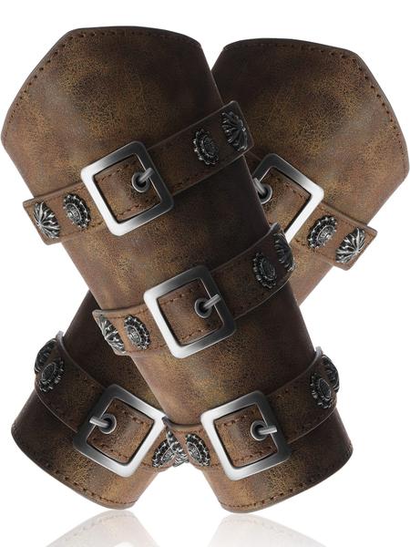 Protetores de braço SATINIOR Medieval Faux Leather Bronze 2 peças Imagem de Protetores de braço SATINIOR Medieval Faux Leather Bronze 2 peças