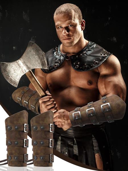 Protetores de braço SATINIOR Medieval Faux Leather Bronze 2 peças Imagem de Protetores de braço SATINIOR Medieval Faux Leather Bronze 2 peças