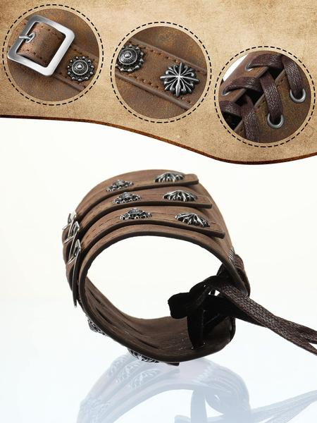 Protetores de braço SATINIOR Medieval Faux Leather Bronze 2 peças Imagem de Protetores de braço SATINIOR Medieval Faux Leather Bronze 2 peças