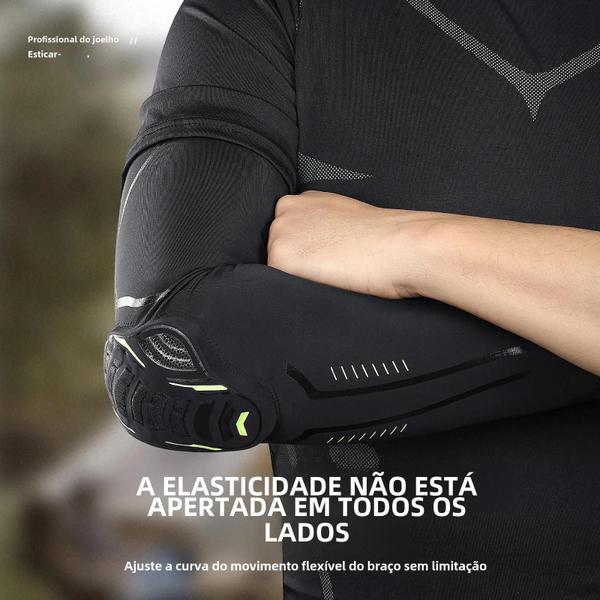 Protetores de Cotovelo Elásticos em Favo de Mel - Absorção de Choque para Basquete e Fitness Imagem de Protetores de Cotovelo Elásticos em Favo de Mel - Absorção de Choque para Basquete e Fitness