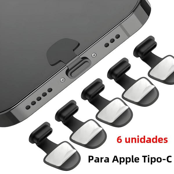 Imagem de Protetores de Poeira de Silicone para Portas USB Tipo-C (6 Unidades) - iPhone e Samsung