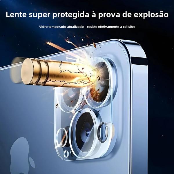 Imagem de Protetores de Vidro HD para Câmera Traseira do iPhone 13, 14, 11 e 12 Pro Max (4 Unidades)