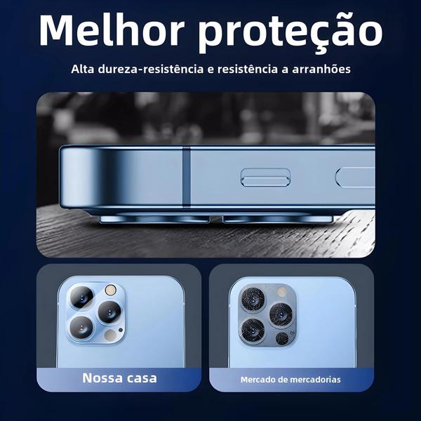 Imagem de Protetores de Vidro HD para Câmera Traseira do iPhone 13, 14, 11 e 12 Pro Max (4 Unidades)