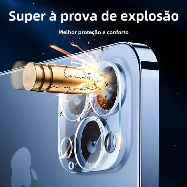 Imagem de Protetores de Vidro HD para Câmera Traseira do iPhone 13, 14, 11 e 12 Pro Max (4 Unidades)