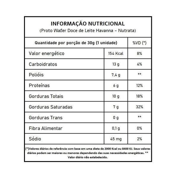 Proto Wafer Doce de Leite Havanna - Nutrata 12 un. Imagem de Proto Wafer Doce de Leite Havanna - Nutrata 12 un.