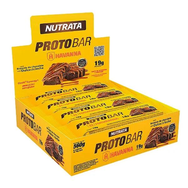Protobar Havanna sabor Brownie de Chocolate com Doce de Leite Display com 8 un de 70g - Nutrata Imagem de Protobar Havanna sabor Brownie de Chocolate com Doce de Leite Display com 8 un de 70g - Nutrata