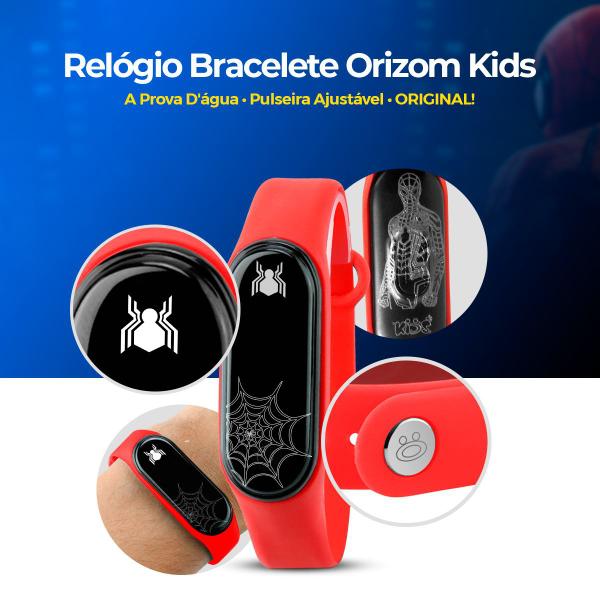 Imagem de Prova dagua homem aranha relogio digital bracelete infantil menino data heroi vermelho silicone