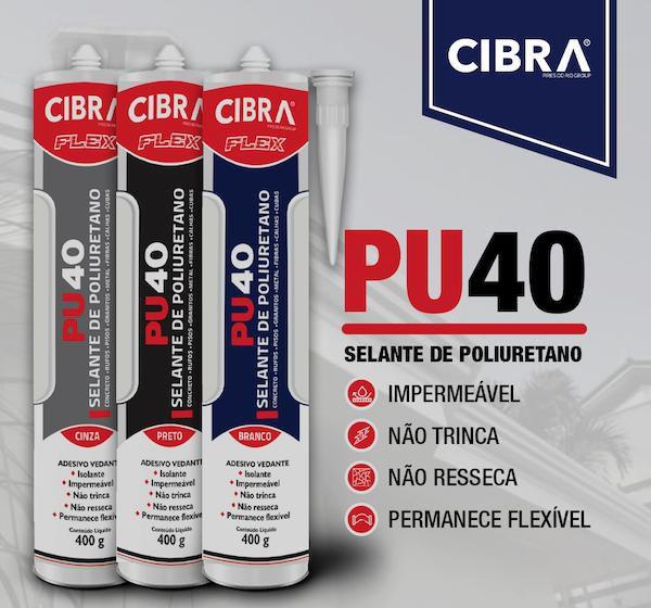 Imagem de Pu 40 Cola Selante De Poliuretano Cibra Flex 400g Kit c/2 unid. Branco / Cinza / Preto