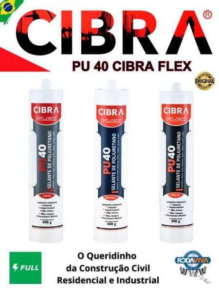 Imagem de Pu 40 Cola Selante De Poliuretano Cibra Flex 400g Kit c/2 unid. Branco / Cinza / Preto