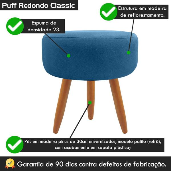 Imagem de Puf Puff Para Sala de Estar Decorativo Redondo Banqueta Suede Diversas Cores