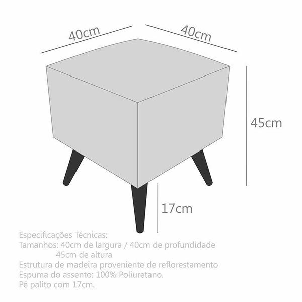 Imagem de Pufe Modena Suprema Folhas Pé Palito Inclinado