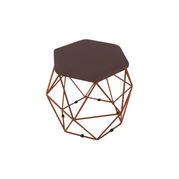 Imagem de Puff Aramado Onix Hexagonal Base Bronze Marrom Claro