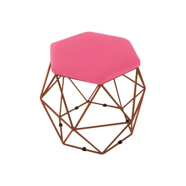 Imagem de Puff Aramado Onix Hexagonal Base Bronze  Rosa Pink