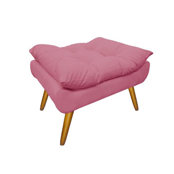 Imagem de Puff Banco Decorativo Pés Palito Para Sala de Estar Karen Suede Rosa Barbie - DL Decor