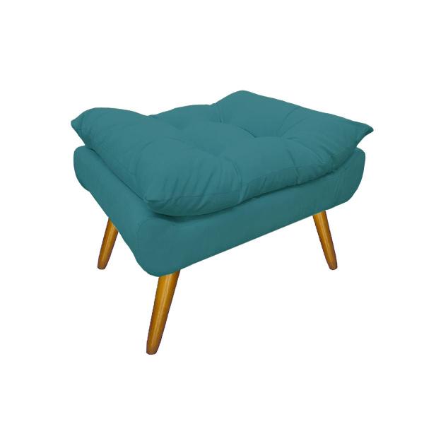 Imagem de Puff Banco Estofado Decorativo Para Salão de Beleza Karen Suede Azul Turquesa - LM DECOR