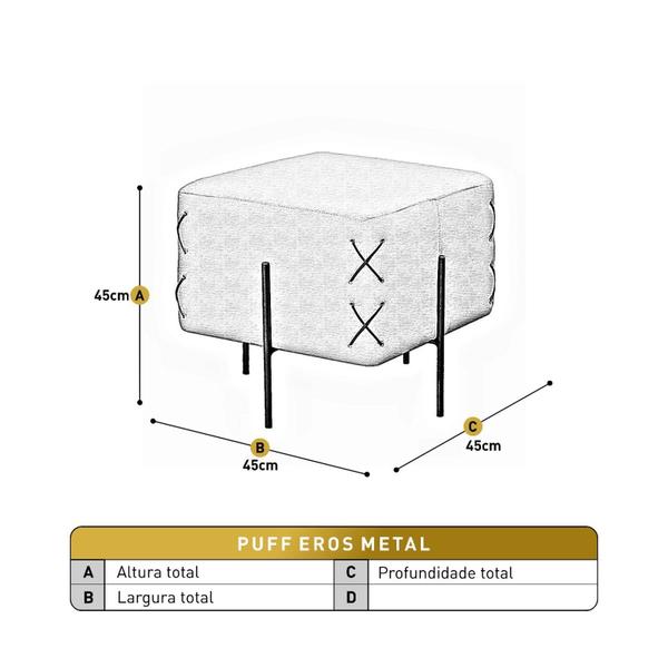 Imagem de Puff Banqueta 45cm X 45cm Eros Luxo