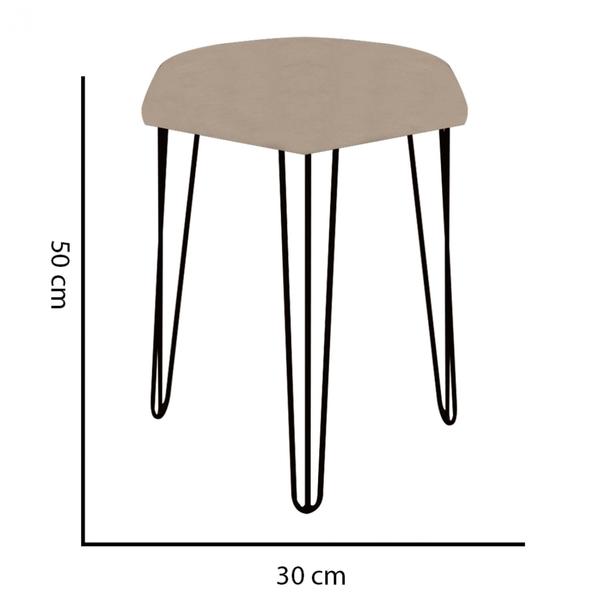 Imagem de Puff Banqueta Alta Bita Industrial Sala Penteadeira Pé de Ferro Preto Suede Bege - Ahazzo Móveis