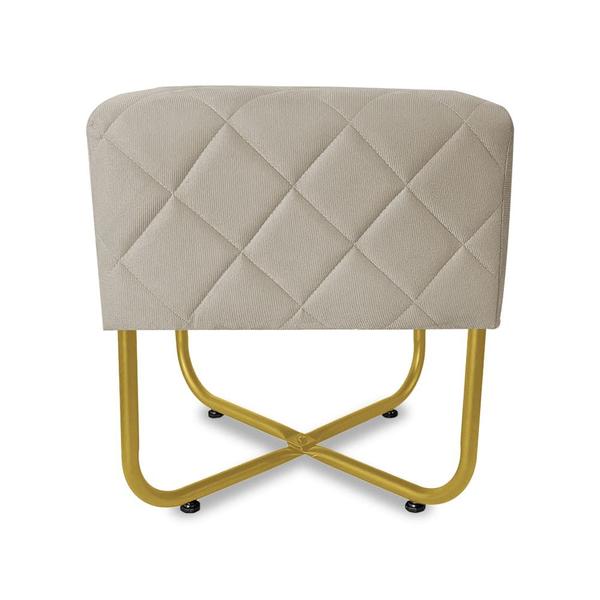 Imagem de Puff Banqueta Bela Suede Bege Base Metal Dourado - Vallisa Decor