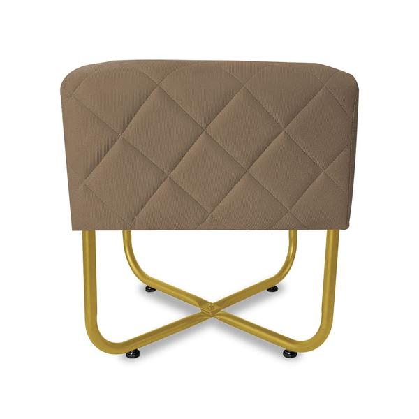 Imagem de Puff Banqueta Bela Suede Cappuccino Base Metal Dourado - Vallisa Decor