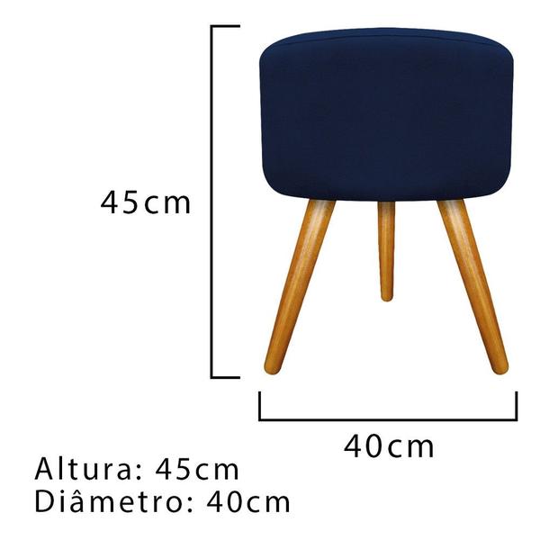 Imagem de Puff Banqueta Decorativa Carol Palito Mel Sala de Estar Quarto Suede Azul Marinho - KDAcanto Móveis