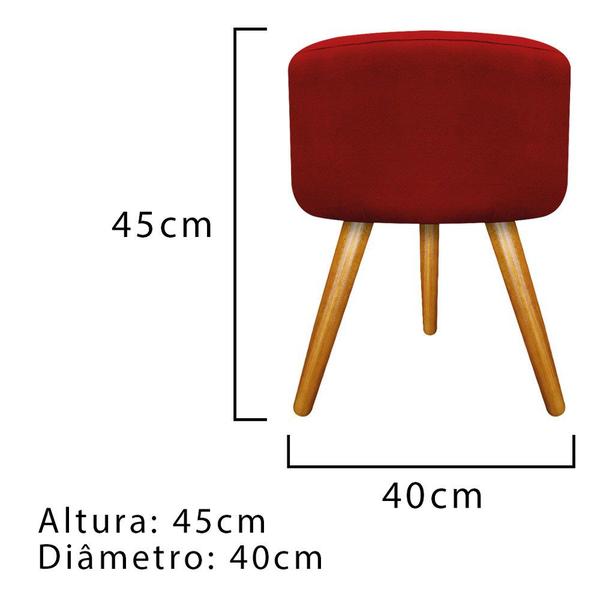 Imagem de Puff Banqueta Decorativa Carol Palito Mel Sala de Estar Quarto Suede Vermelho - DAMAFFÊ MÓVEIS