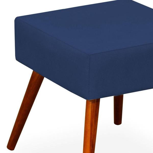 Imagem de Puff Banqueta Decorativa com Pés Palito Lívia W01 Suede Azul Marinho - Lyam Decor