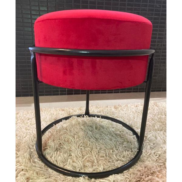 Imagem de Puff banqueta decorativa luxo de aço e suede Vermelho