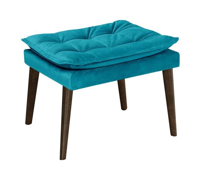 Imagem de Puff Banqueta Decorativa Para Sala E Quarto Opala Suede Azul Turquesa -DL DECOR