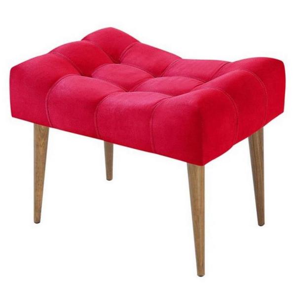 Imagem de Puff Banqueta Decorativa Para Sala E Quarto Requinte Suede Vermelho - LM DECOR