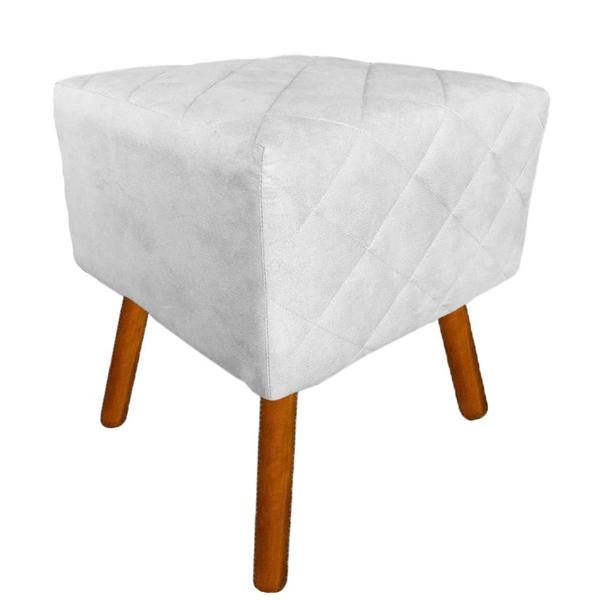 Imagem de Puff Banqueta Decorativo Estofado Para Quarto Closet Isabella Suede Branco - LM DECOR