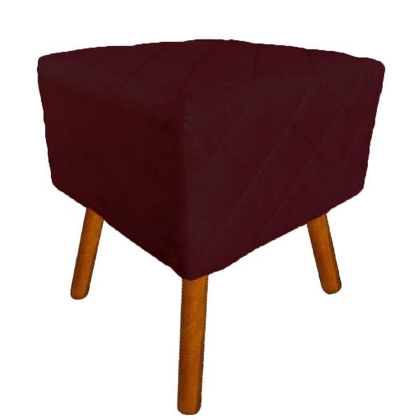 Imagem de Puff Banqueta Decorativo Estofado Para Salão de Beleza Isabella Suede Vermelho Bordo - LM DECOR