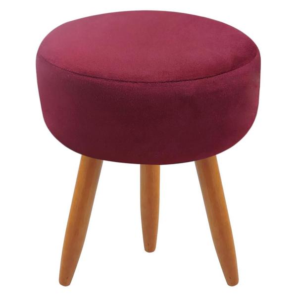 Imagem de Puff Banqueta Decorativo Redondo Para Sala de Estar Suede Bordô