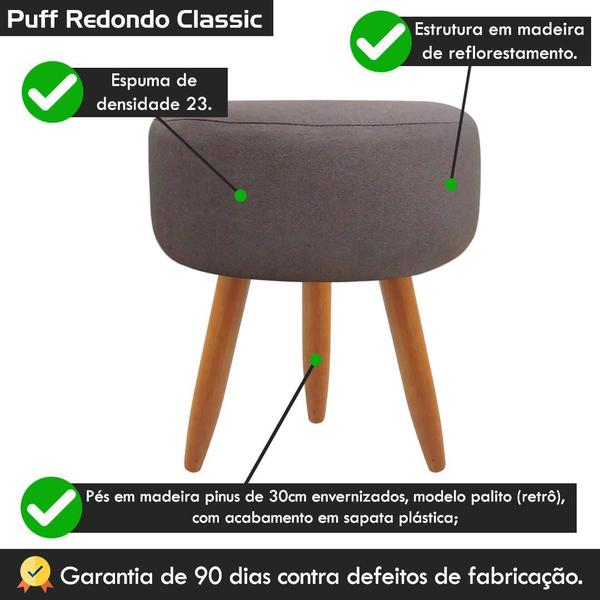 Imagem de Puff Banqueta Decorativo Redondo Para Sala de Estar Suede Marrom Claro