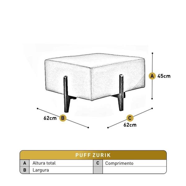 Imagem de Puff Banqueta em Madeira Maciça Zurik Luxo