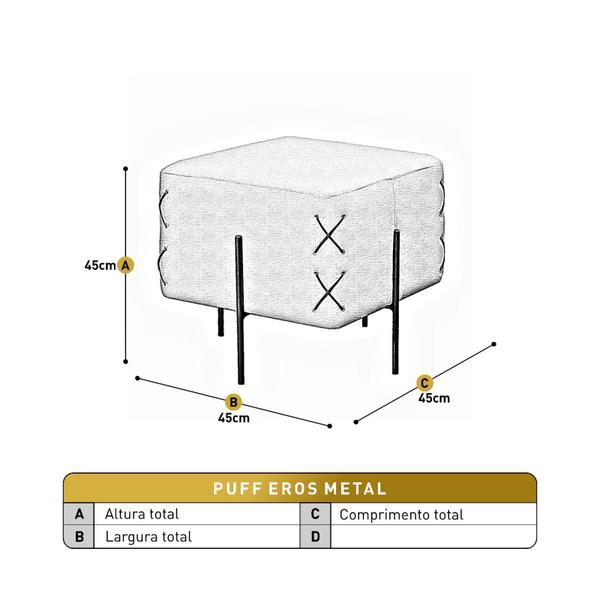 Imagem de Puff Banqueta Eros Luxo Preto Castellar Móbile