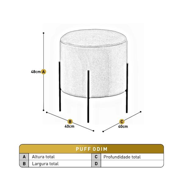 Imagem de Puff Banqueta Estofado 48x40cm Luxo Odim