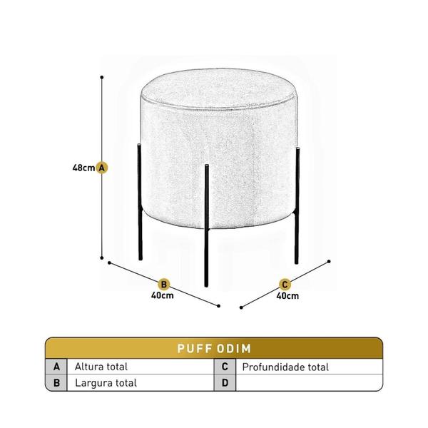 Imagem de Puff Banqueta Estofados 48x40cm Luxo Odim